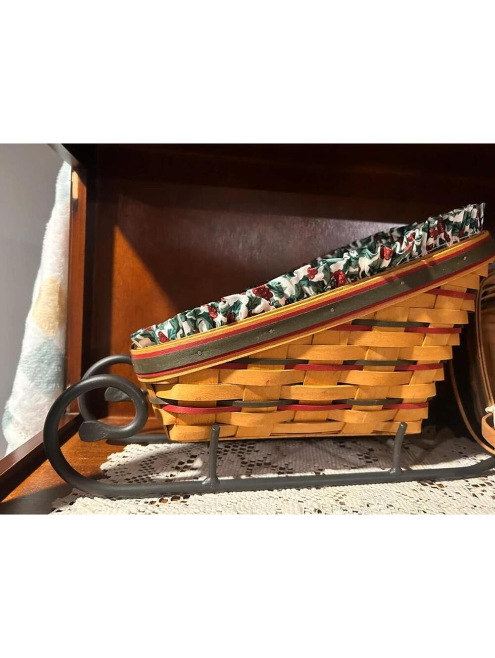 Longaberger large holiday sleigh wrought iron runners